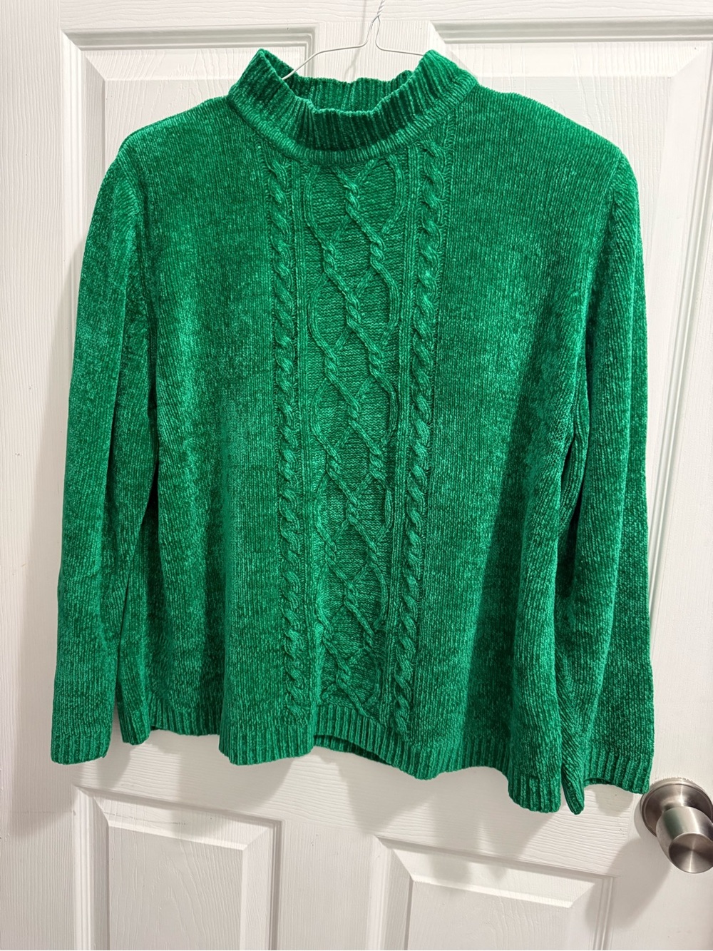 Alfred Dunner Emerald Green Cable Turtleneck Sweater